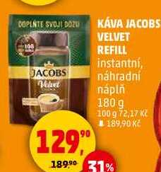 JACOBS VELVET refill instantní náhradní nápln, 180 g