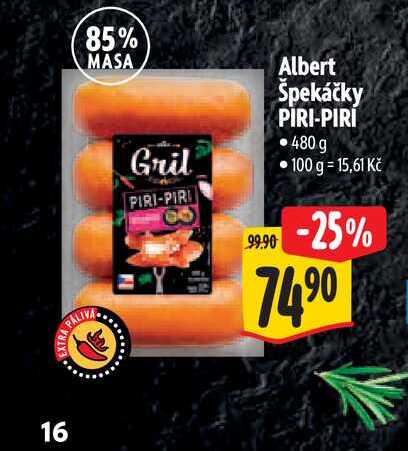 Albert Špekáčky PIRI-PIRI 480 g 