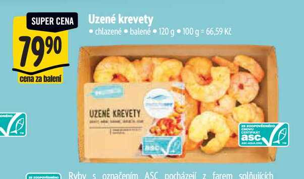 Uzené krevety, chlazené, balené 120 g