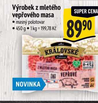 Výrobek z mletého vepřového masa, masný polotovar 450 g