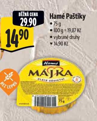 Hamé paštiky 75g, vybrané druhy