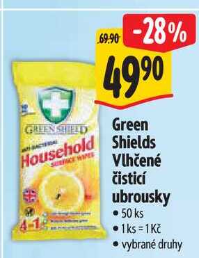 Green Household Shields Vlhčené čisticí ubrousky 50 ks