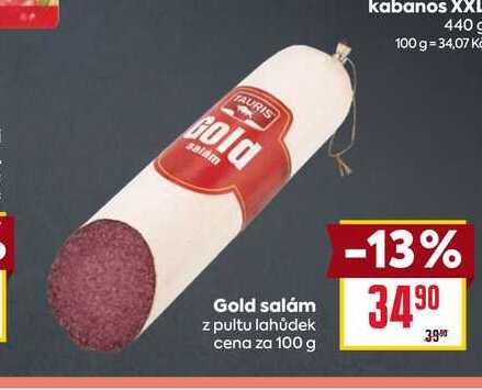 Gold salám z pultu lahůdek cena za 100 g 
