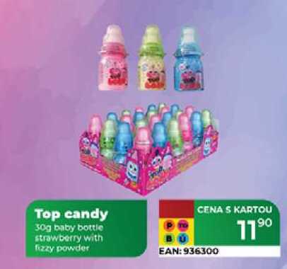 Top candy 30g baby bottle strawberry with fizzy powder  
