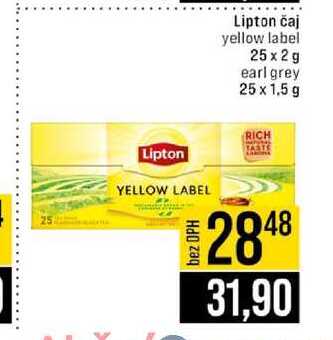 Lipton čaj yellow label 25 x 2 g earl grey 25 x 1,5 g 