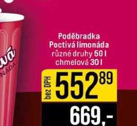 Poděbradka Poctivá limonáda různé druhy 50l