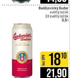 Budějovický Budar světlý ležák 33 světlý ležák 0,5l