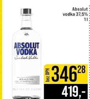 Absolut vodka 37,5% 1l