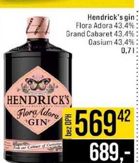 Hendrick's gin Flora Adora 43,4% Grand Cabaret 43.4% Oasium 43,4% 0,7l