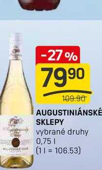 AUGUSTINIÁNSKÉ SKLEPY vybrané druhy 0,75l
