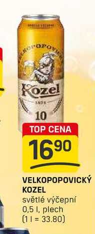 VELKOPOPOVICKÝ KOZEL světlé výčepní 0,5l, plech 