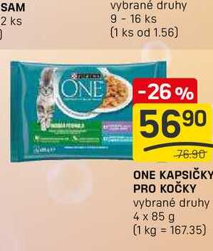ONE KAPSIČKY PRO KOČKY vybrané druhy 4 x 85 g 