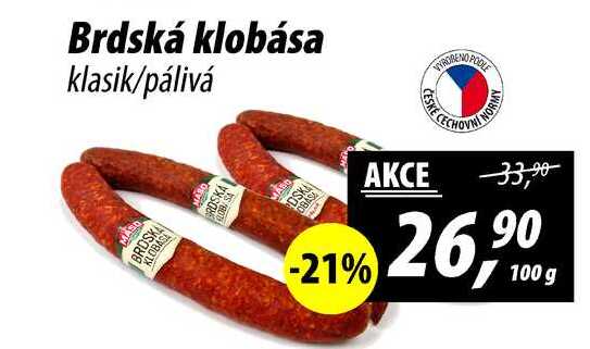 Brdská klobása klasik/pálivá, 100 g 