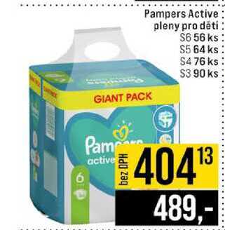 Pampers Active pleny pro děti S6 56 ks S5 64 ks S476 ks S3 90 ks