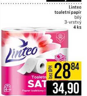 Linteo toaletní papír bily 3-vrstvý 4 ks 