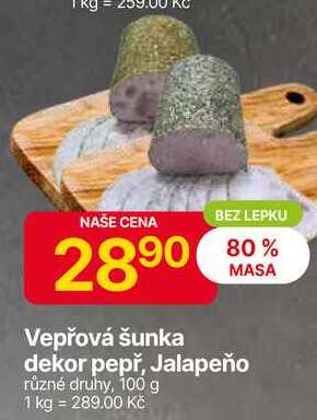 Vepřová šunka dekor pepř, Jalapeño různé druhy, 100 g