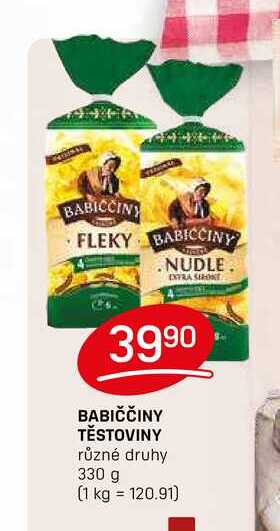 BABIČČINY TĚSTOVINY různé druhy 330 g