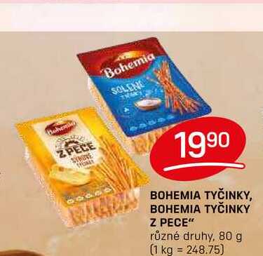 BOHEMIA TYČINKY, BOHEMIA TYČINKY Z PECE" různé druhy, 80 g 