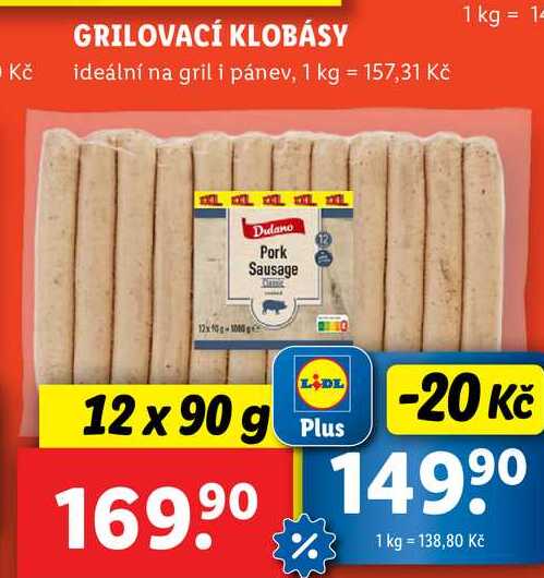 GRILOVACÍ KLOBÁSY, 12x 90 g