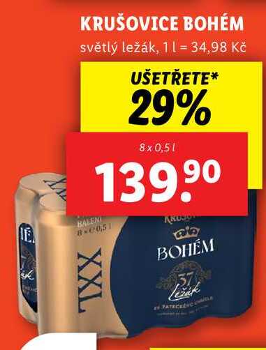 KRUŠOVICE BOHÉM, 8x 0,5 l