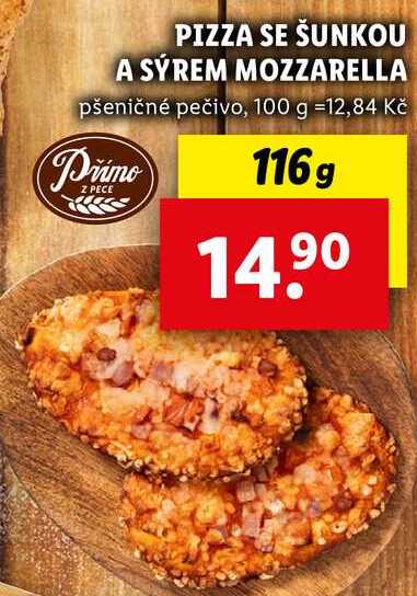 PIZZA SE ŠUNKOU A SÝREM MOZZARELLA, 116 g