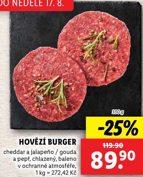 HOVĚZÍ BURGER, 330 g