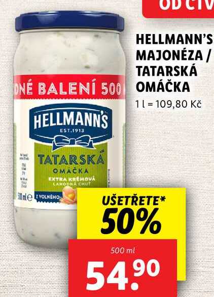 HELLMANN'S MAJONÉZA/TATARSKÁ OMÁČKA, 500 ml