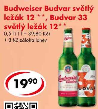 Budweiser Budvar 33, 0,5 l v akci