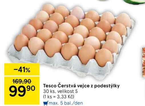 Tesco Čerstvá vejce z podestýlky, 30 ks, velikost S 