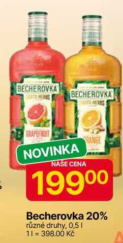 Becherovka 20% různé druhy, 0,5l