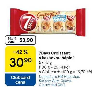 7Days Croissant s kakaovou náplní, 5x 37 g