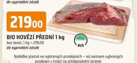 BIO HOVĚZÍ PŘEDNÍ 1 kg bez kosti