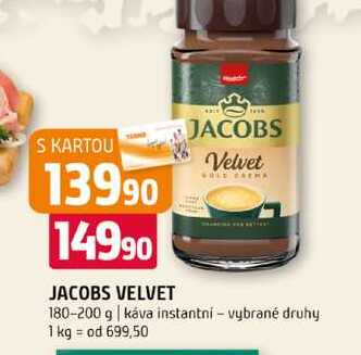 Jacobs Velvet instantní káva 180/200g