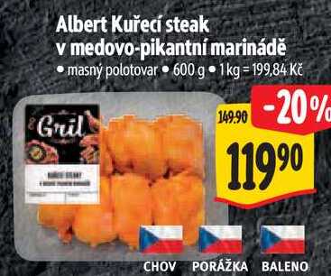 Albert Kuřecí steak v medovo-pikantní marinádě, 600 g