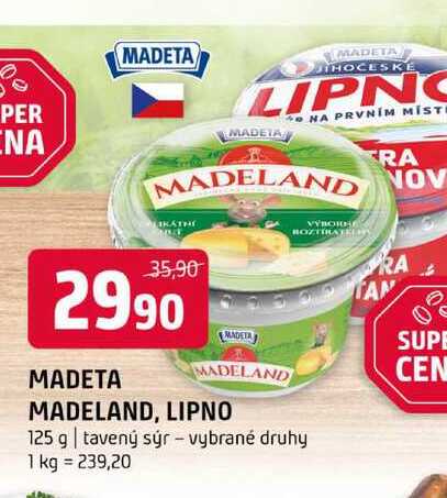 Madeta madeland lipno 125 g tavený sýr vybrané druhy 