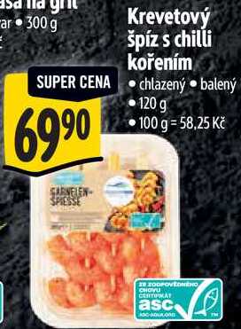 Krevetový špíz s chilli kořením, 120 g