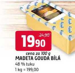 Madeta gouda bílá 48 % tuku 100g