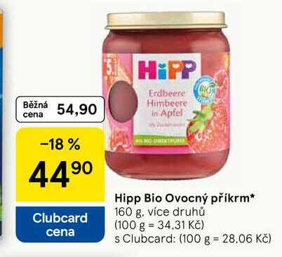 Hipp Bio Ovocný příkrm, 160 g, více druhů  