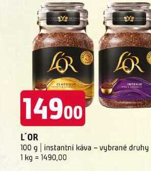 L'OR 100 g instantní káva vybrané druhy 