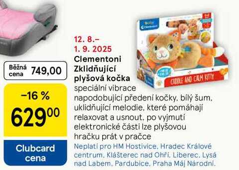 Clementoni Zklidňující plyšová kočka