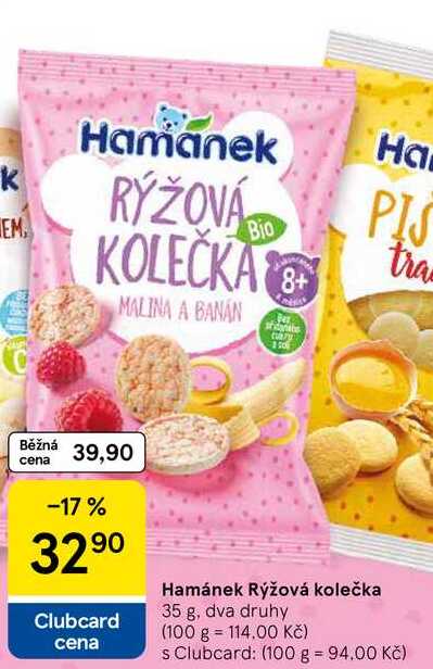 Hamánek Rýžová kolečka, 35 g, dva druhy 