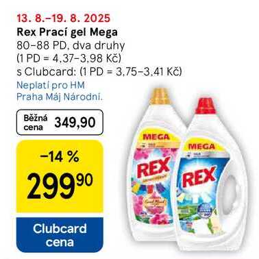 Rex Prací gel Mega, 80-88 PD, dva druhy 
