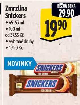 Zmrzlina Snickers, 45-53 ml 