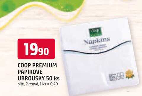 COOP PREMIUM PAPÍROVÉ UBROUSKY 50 ks bílé, 2vrstvé