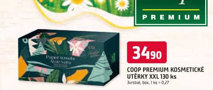 COOP PREMIUM KOSMETICKÉ UTĚRKY XXL 130 ks 3vrstvé, box