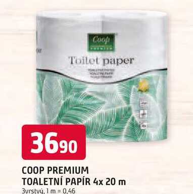 COOP PREMIUM TOALETNÍ PAPÍR 4x 20 m 3vrstvý