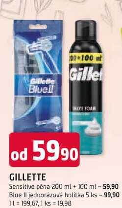 GILLETTE Sensitive pěna 200 ml + 100 ml 