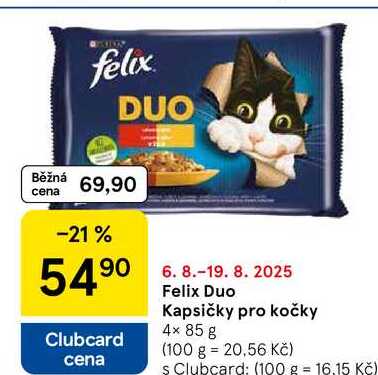 Felix Duo Kapsičky pro kočky, 4× 85 g 