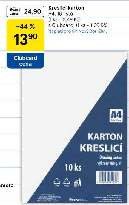 Kreslicí karton A4, 10 listů  