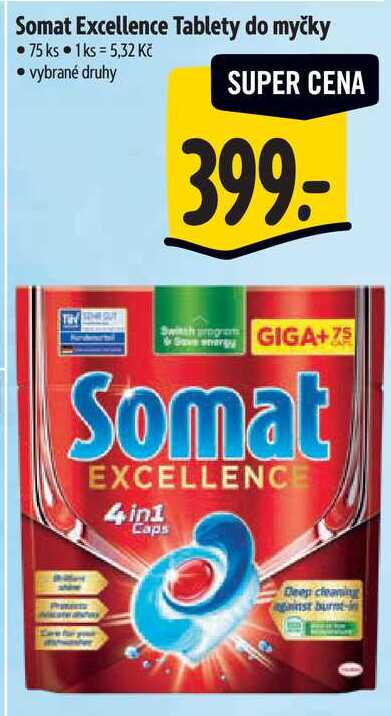 Somat Excellence Tablety do myčky, 75 ks